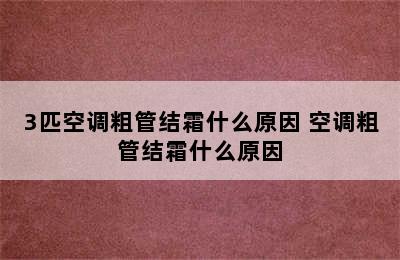 3匹空调粗管结霜什么原因 空调粗管结霜什么原因